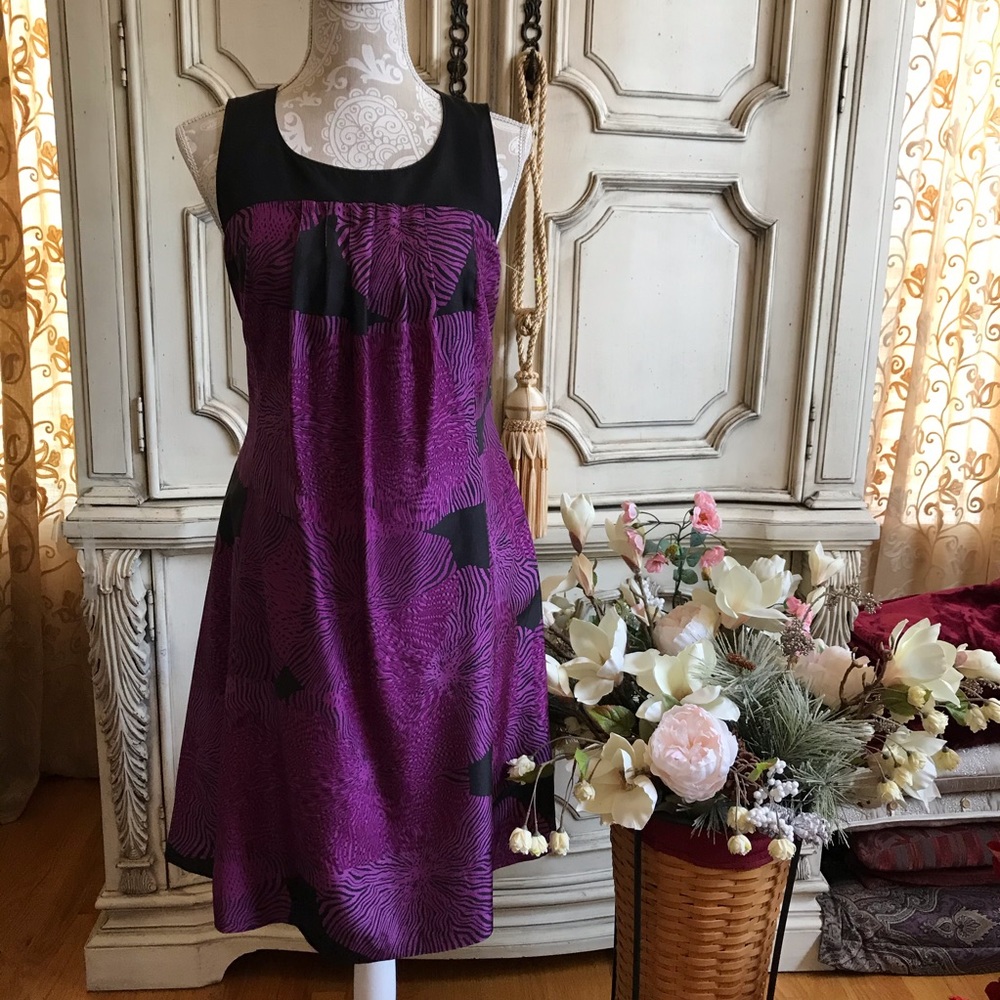 SILK DRESS BY NORDSTROM CLASSIQUES ENTIER ABSTRACT PRINT XS NWOT PERFECT COND.